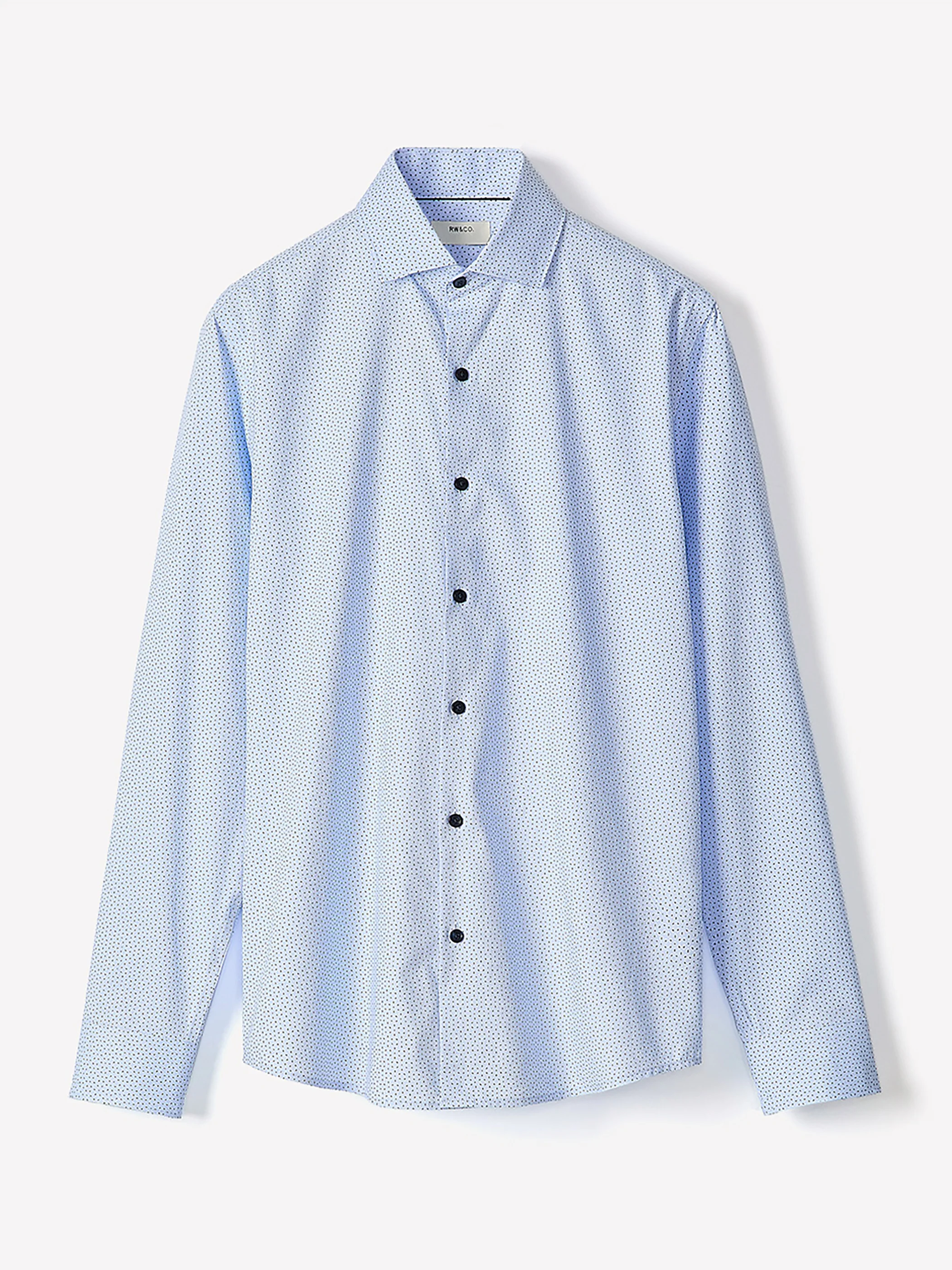 Navy Tailored Fit Dress Shirt with Geo Pattern - Image 5