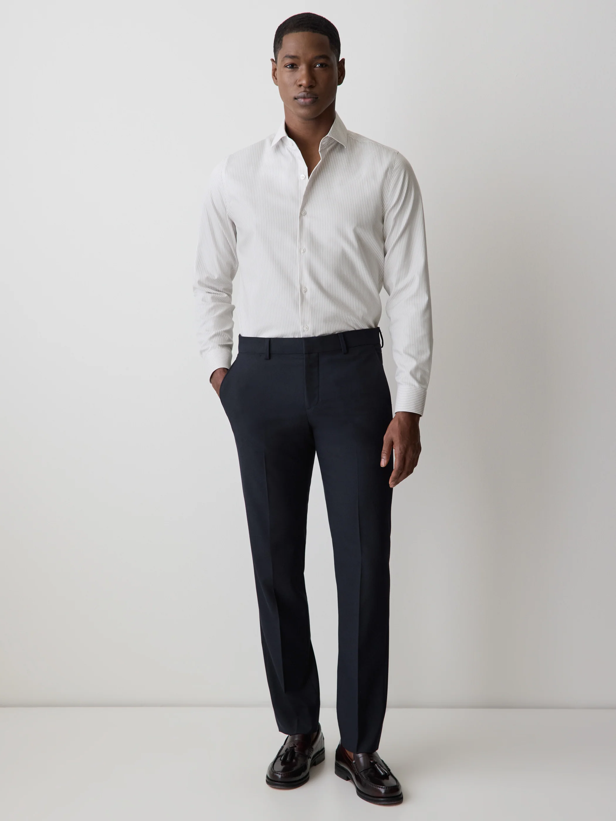 Tailored Fit Striped Dress Shirt - Image 2