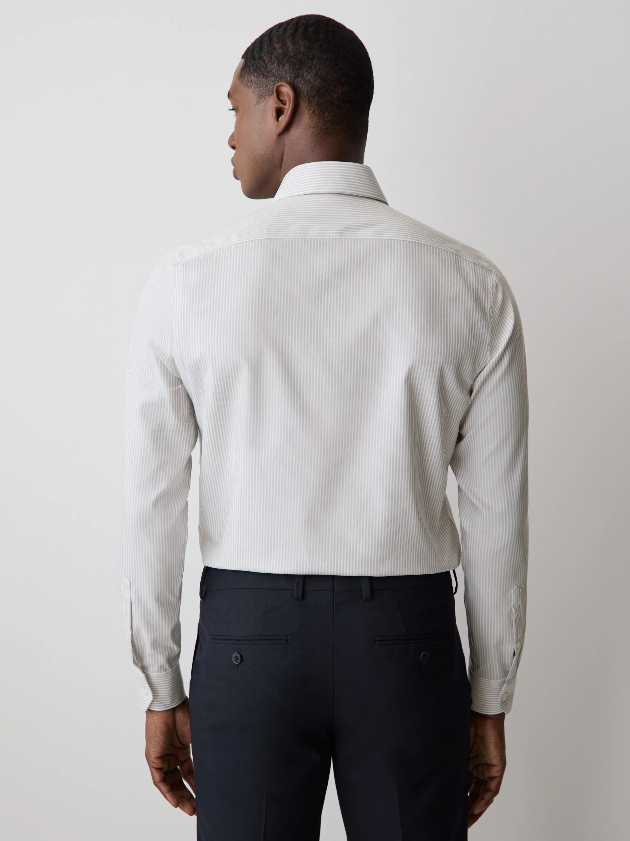 Tailored Fit Striped Dress Shirt - Image 3
