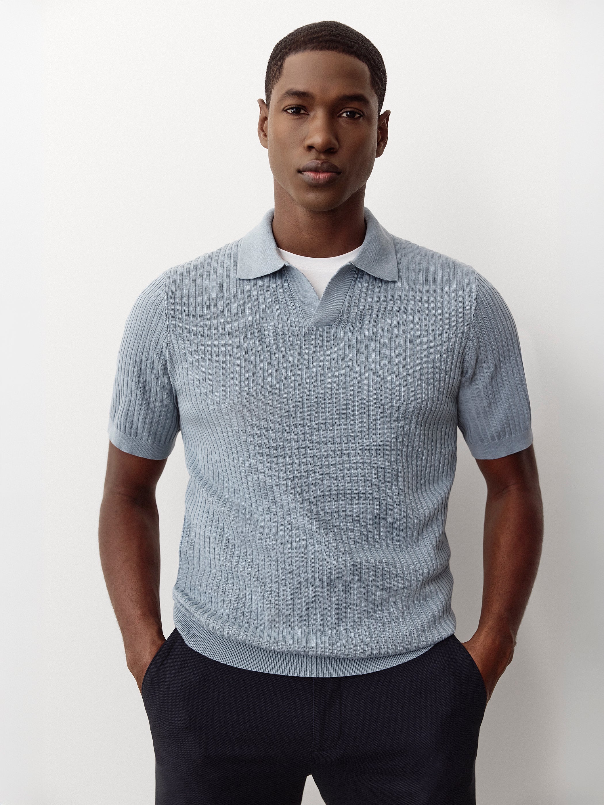 Cotton Short-Sleeve Polo with Johnny Collar - Image 13
