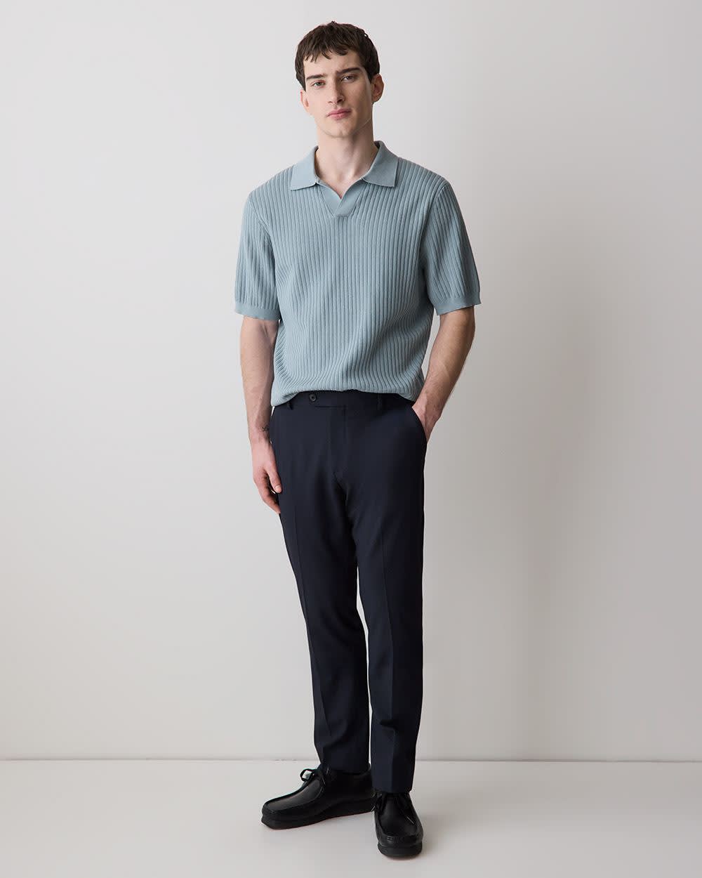Cotton Short-Sleeve Polo with Johnny Collar - Image 15