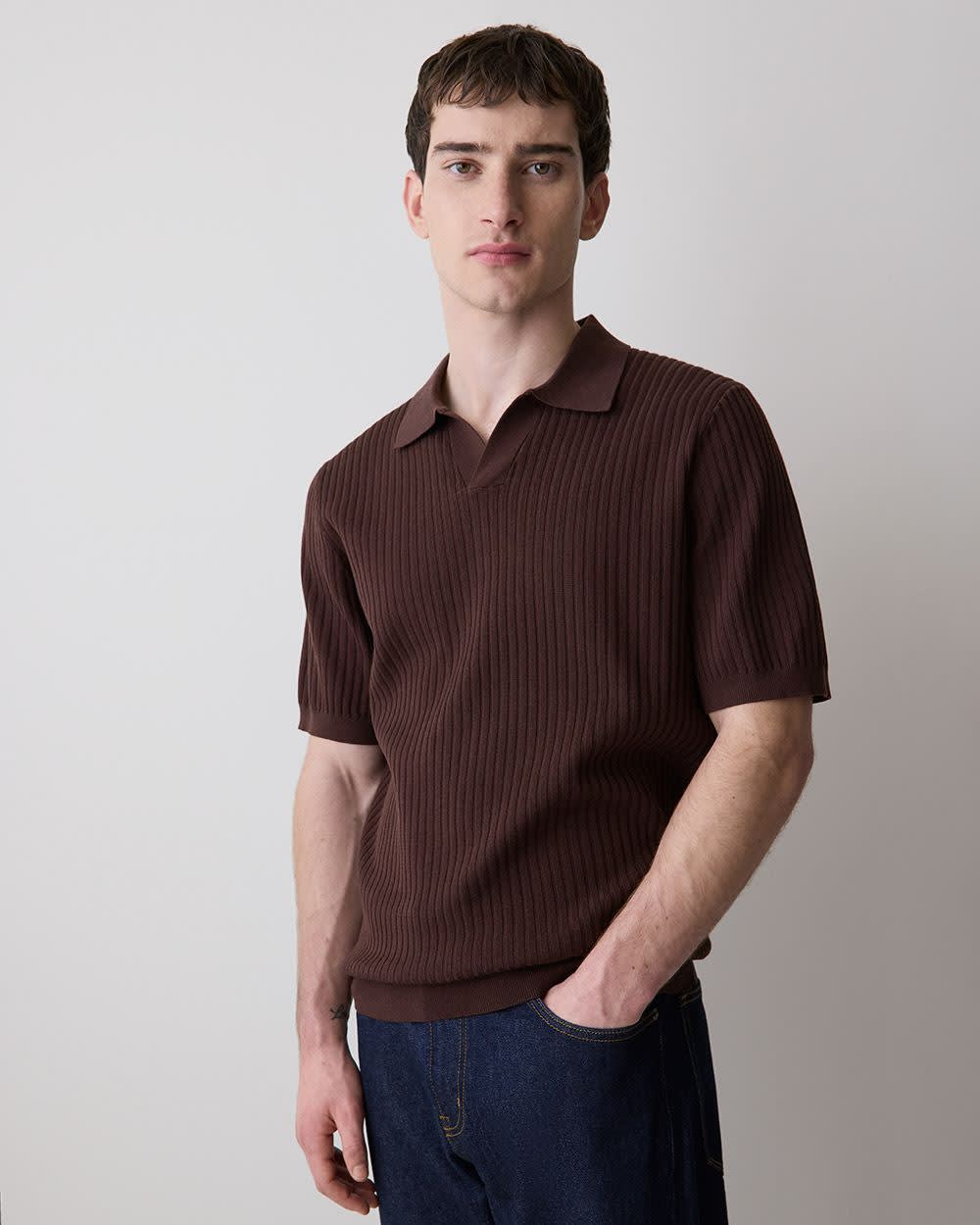 Cotton Short-Sleeve Polo with Johnny Collar - Image 20
