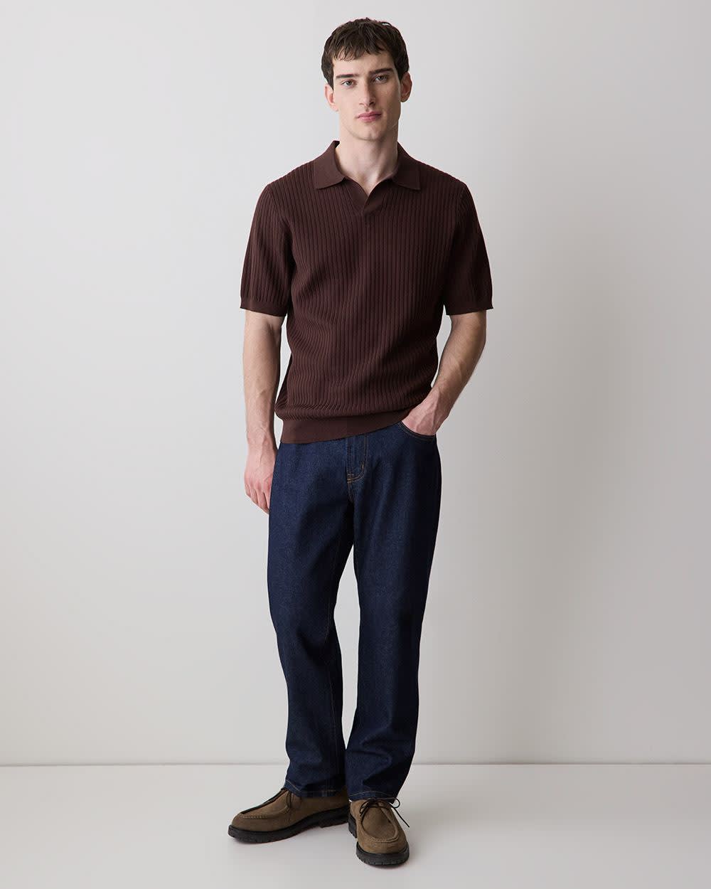 Cotton Short-Sleeve Polo with Johnny Collar - Image 21