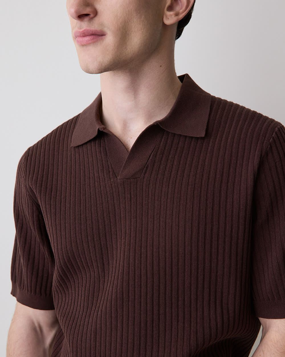 Cotton Short-Sleeve Polo with Johnny Collar - Image 23
