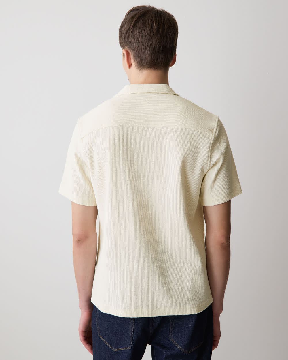Short-Sleeve Textured Shirt with Camp Collar - Image 3