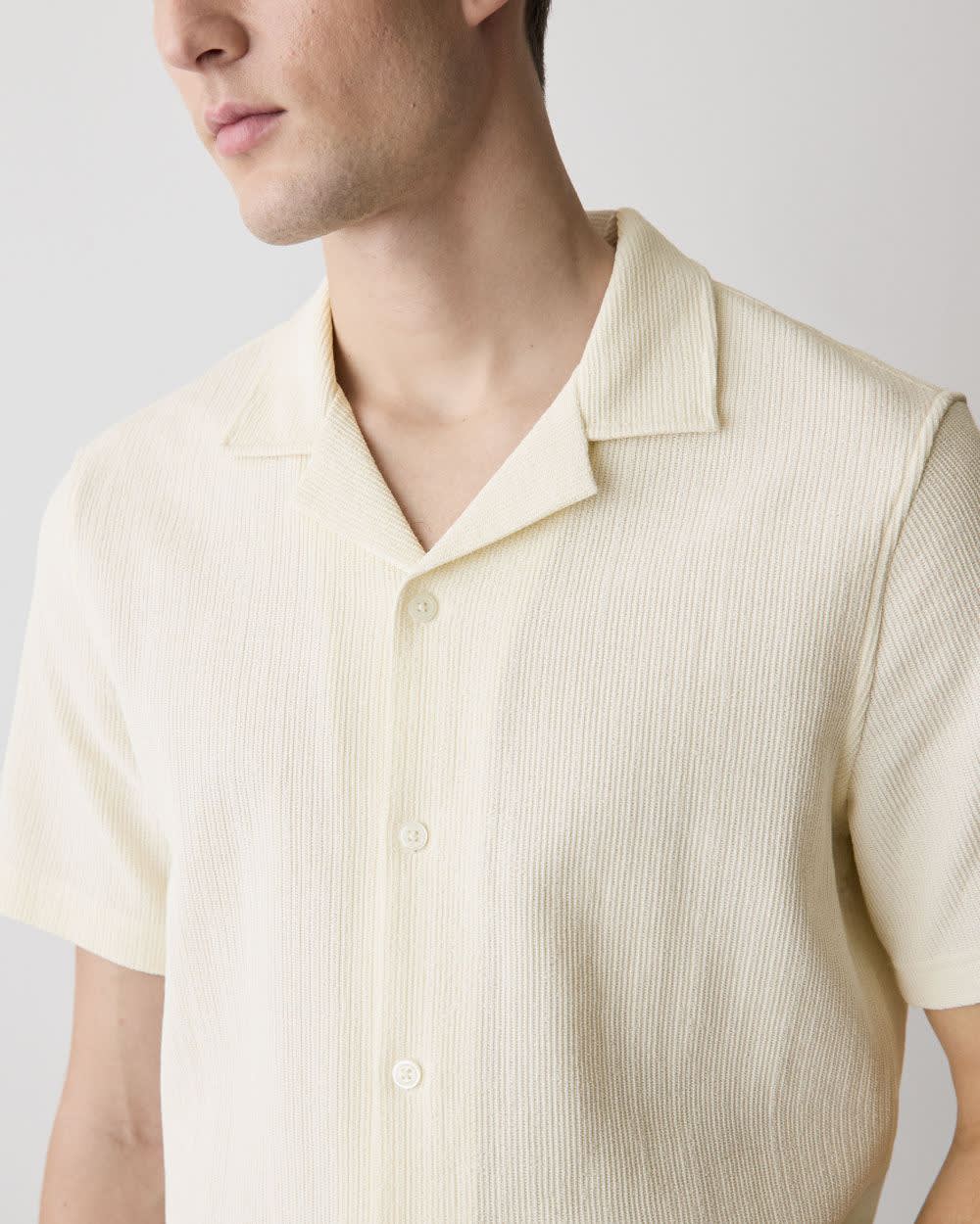 Short-Sleeve Textured Shirt with Camp Collar - Image 4