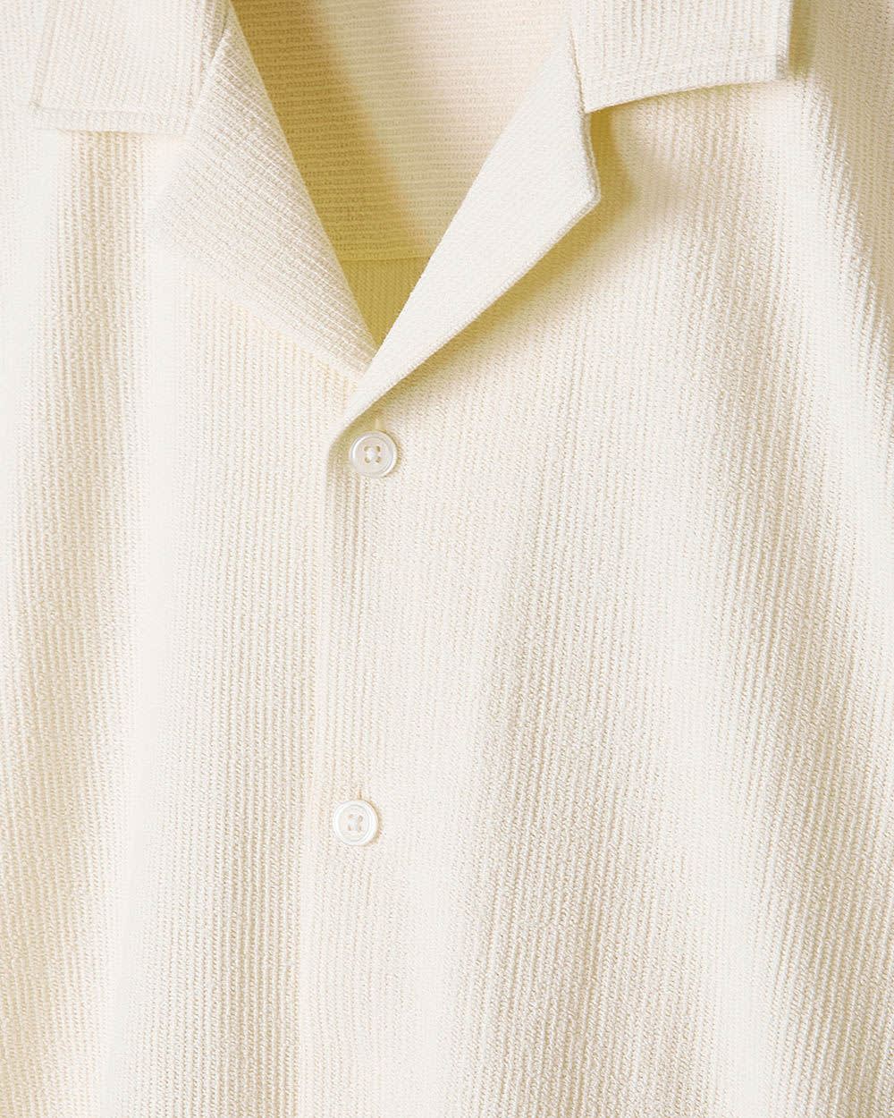 Short-Sleeve Textured Shirt with Camp Collar - Image 5