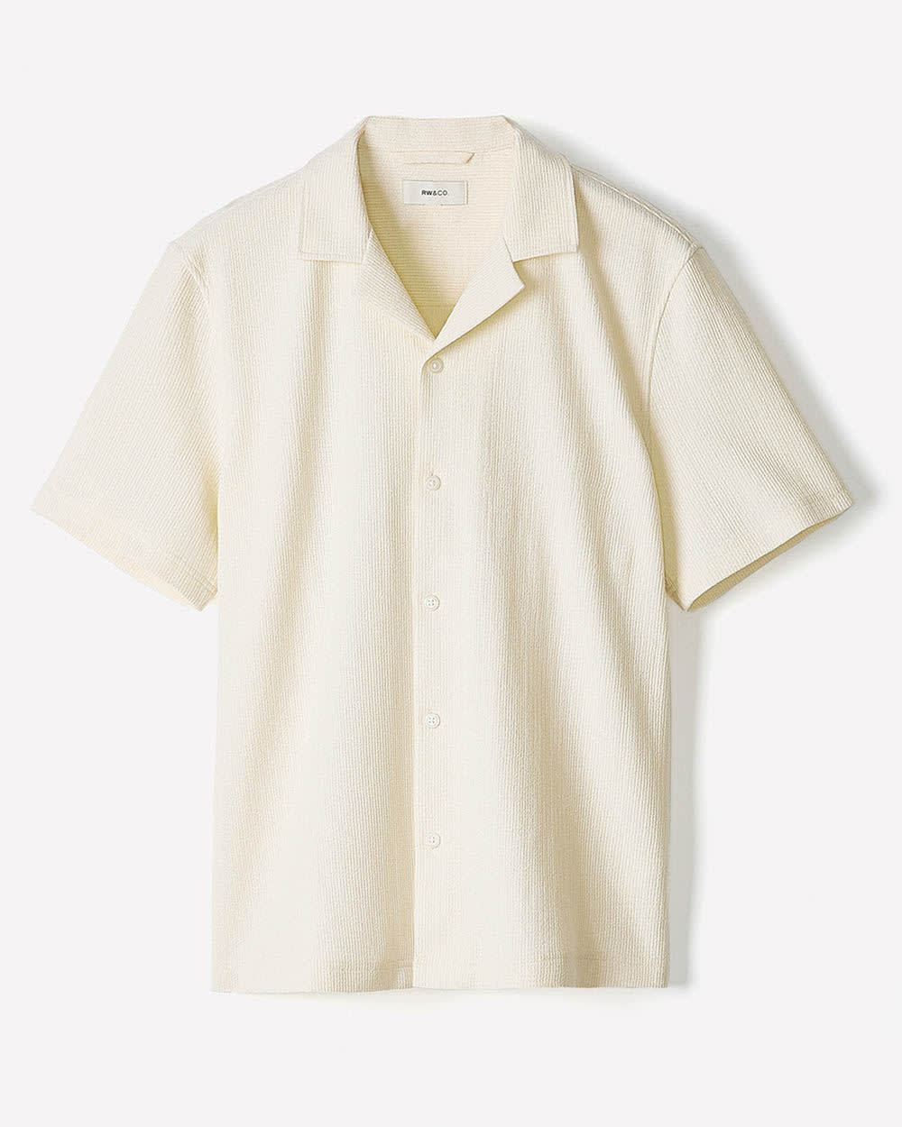 Short-Sleeve Textured Shirt with Camp Collar - Image 6