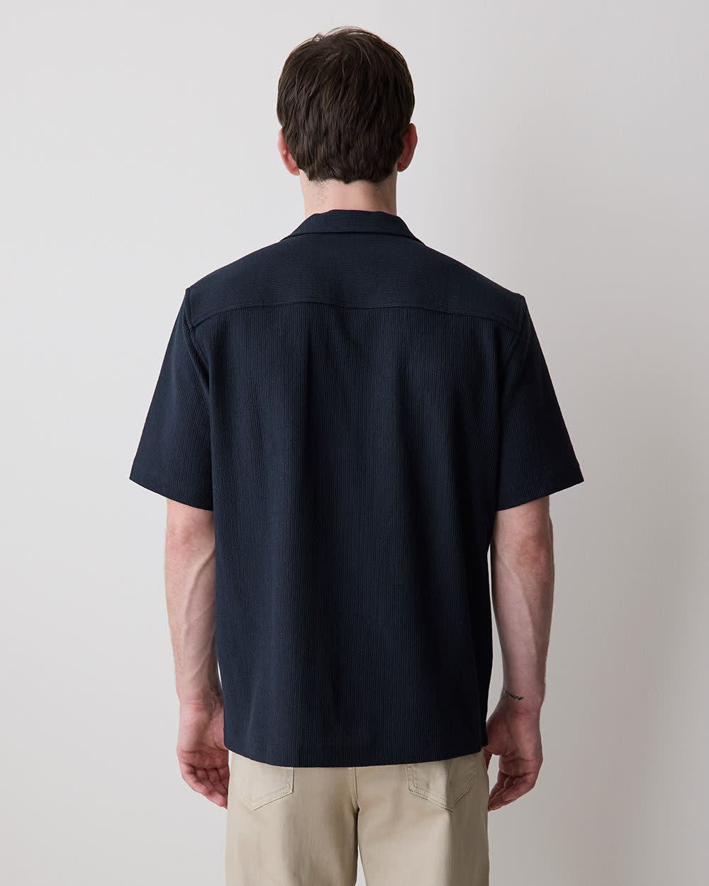 Short-Sleeve Textured Shirt with Camp Collar - Image 9