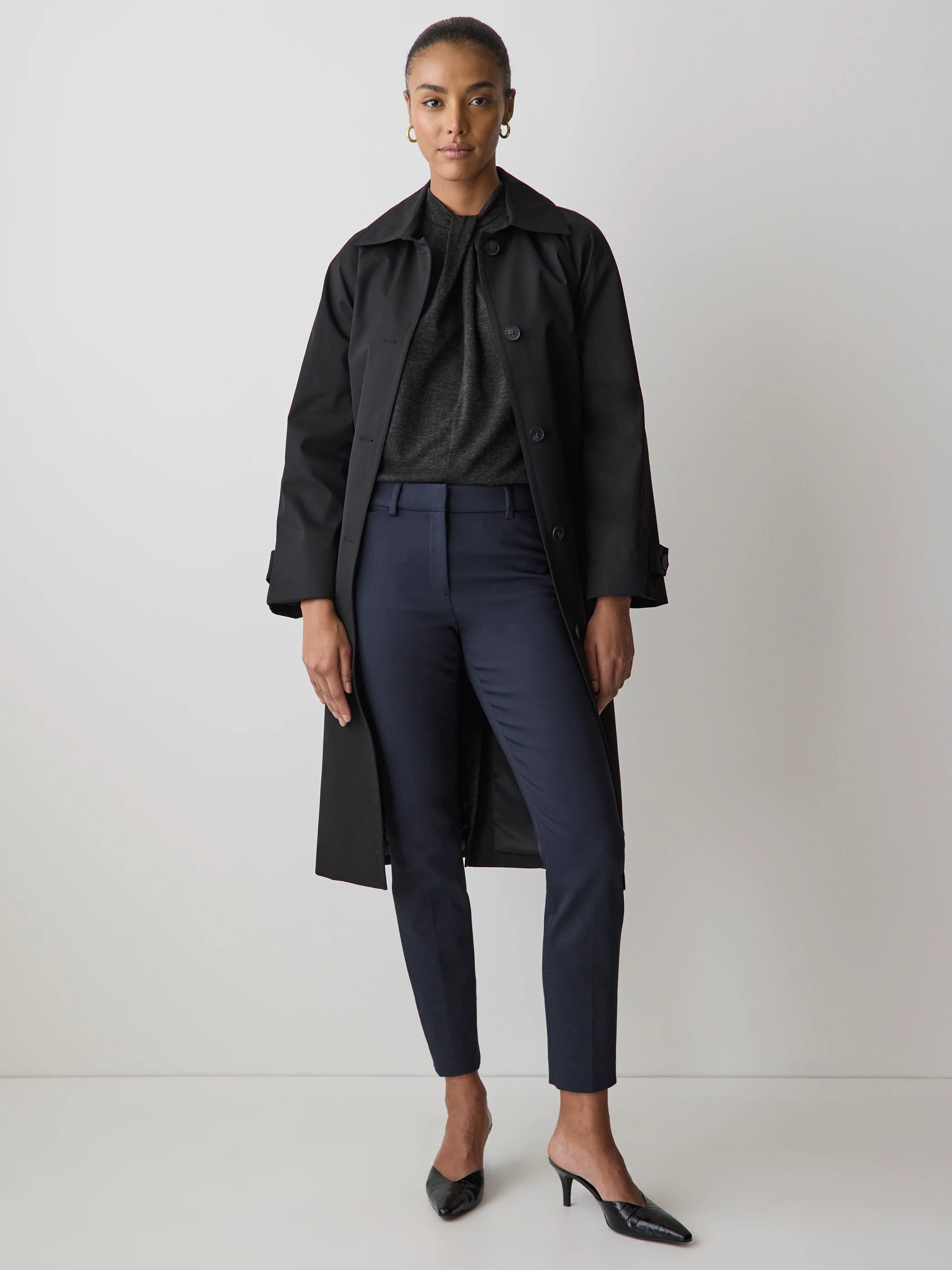 Extended-Sleeve Top with Twisted Draped Mock Neckline - Image 8
