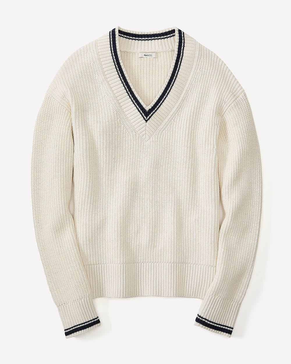 Long-Sleeve V-Neck Sweater - Image 5
