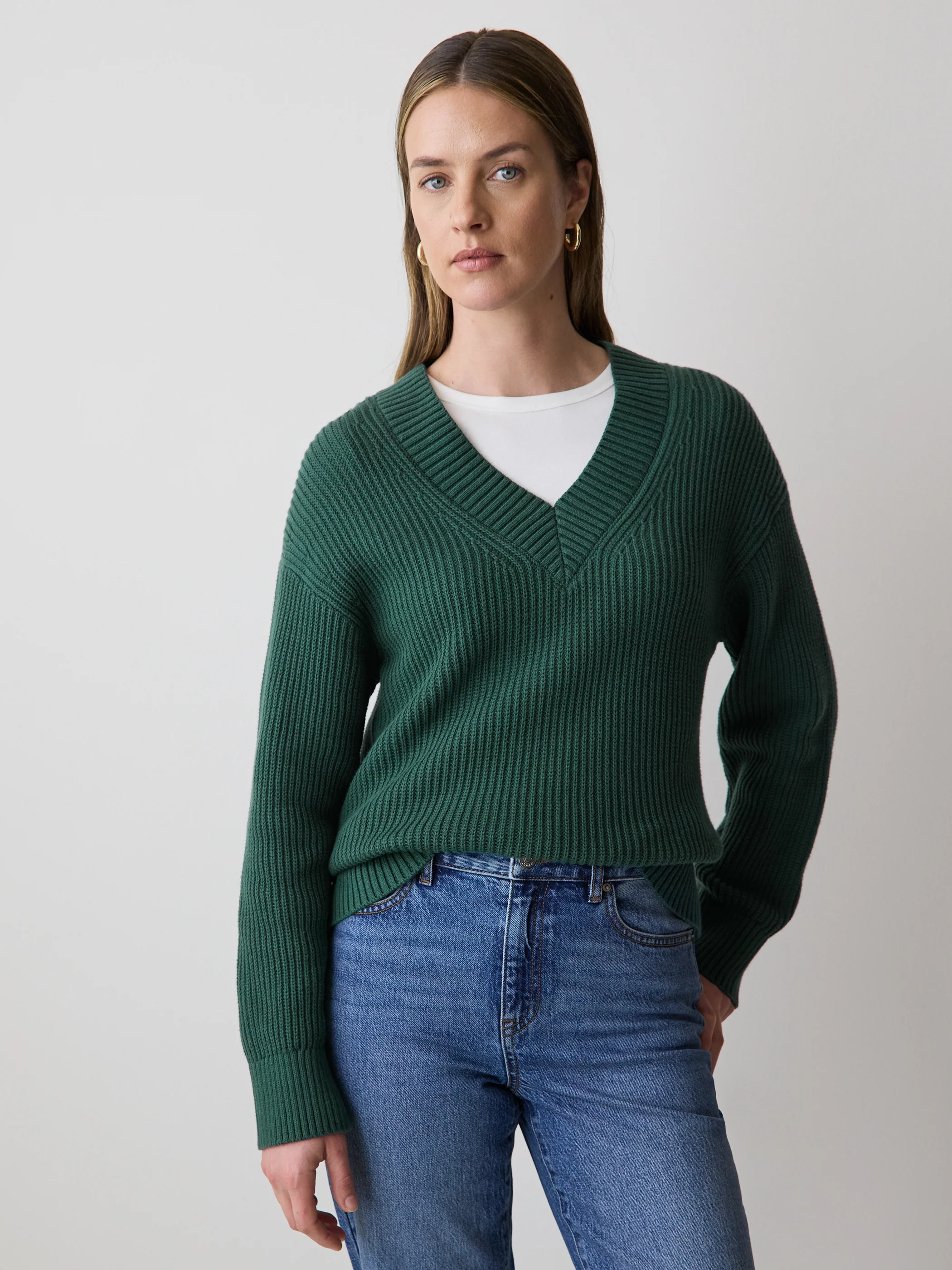 Long-Sleeve V-Neck Sweater - Image 6