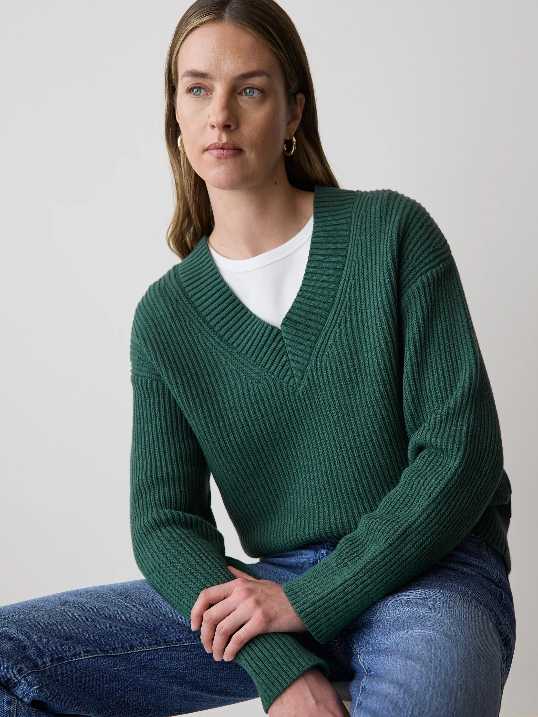 Long-Sleeve V-Neck Sweater - Image 9
