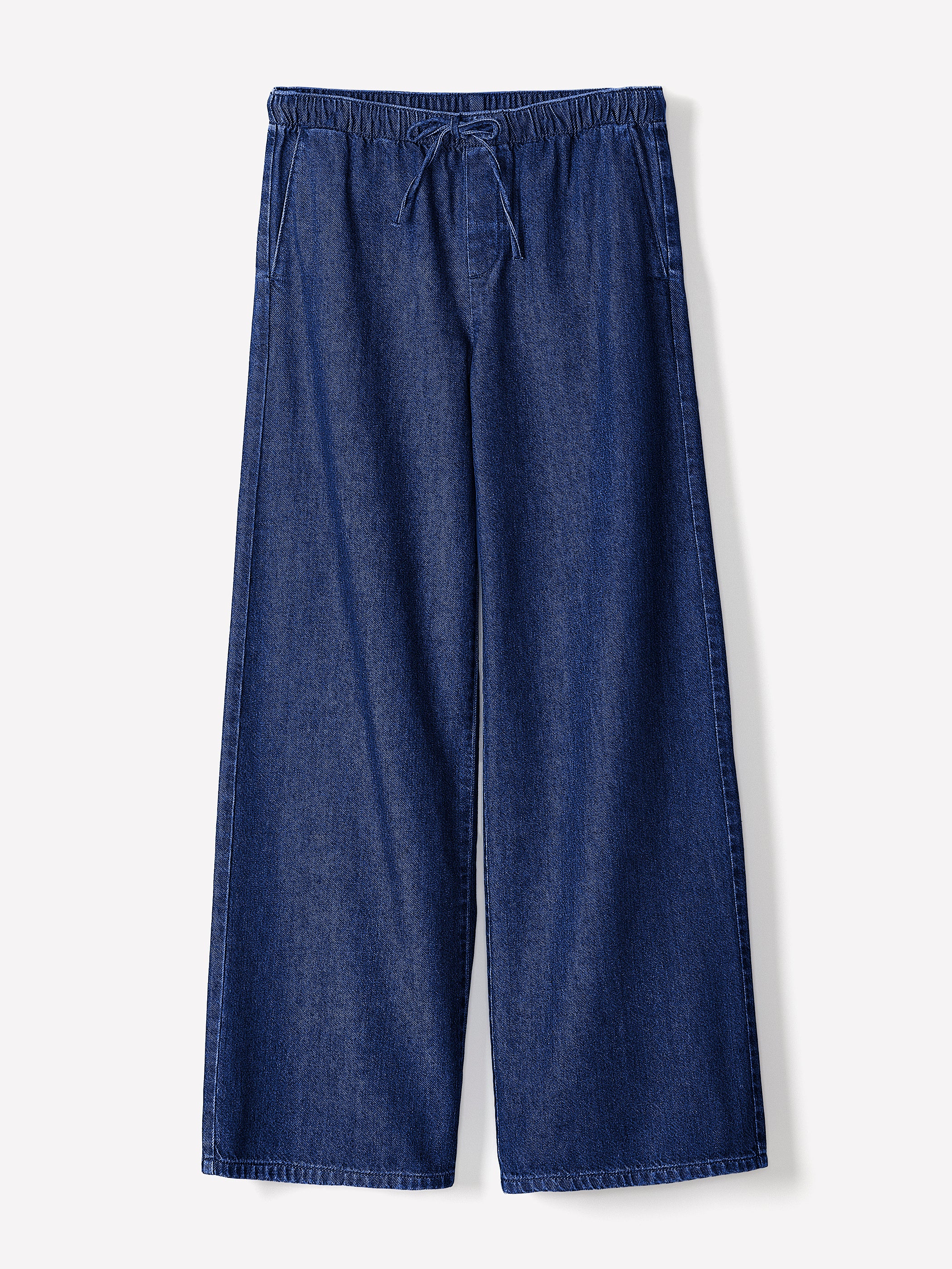 Wide-Leg Denim Pants with Elastic Waistband - Image 6