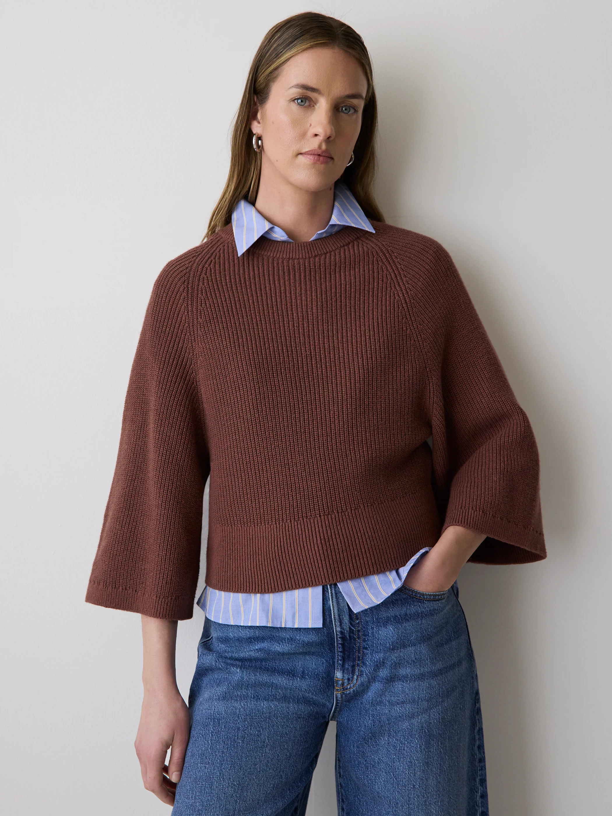 Wide-Sleeve Crew-Neck Merino-Blend Sweater - Image 6