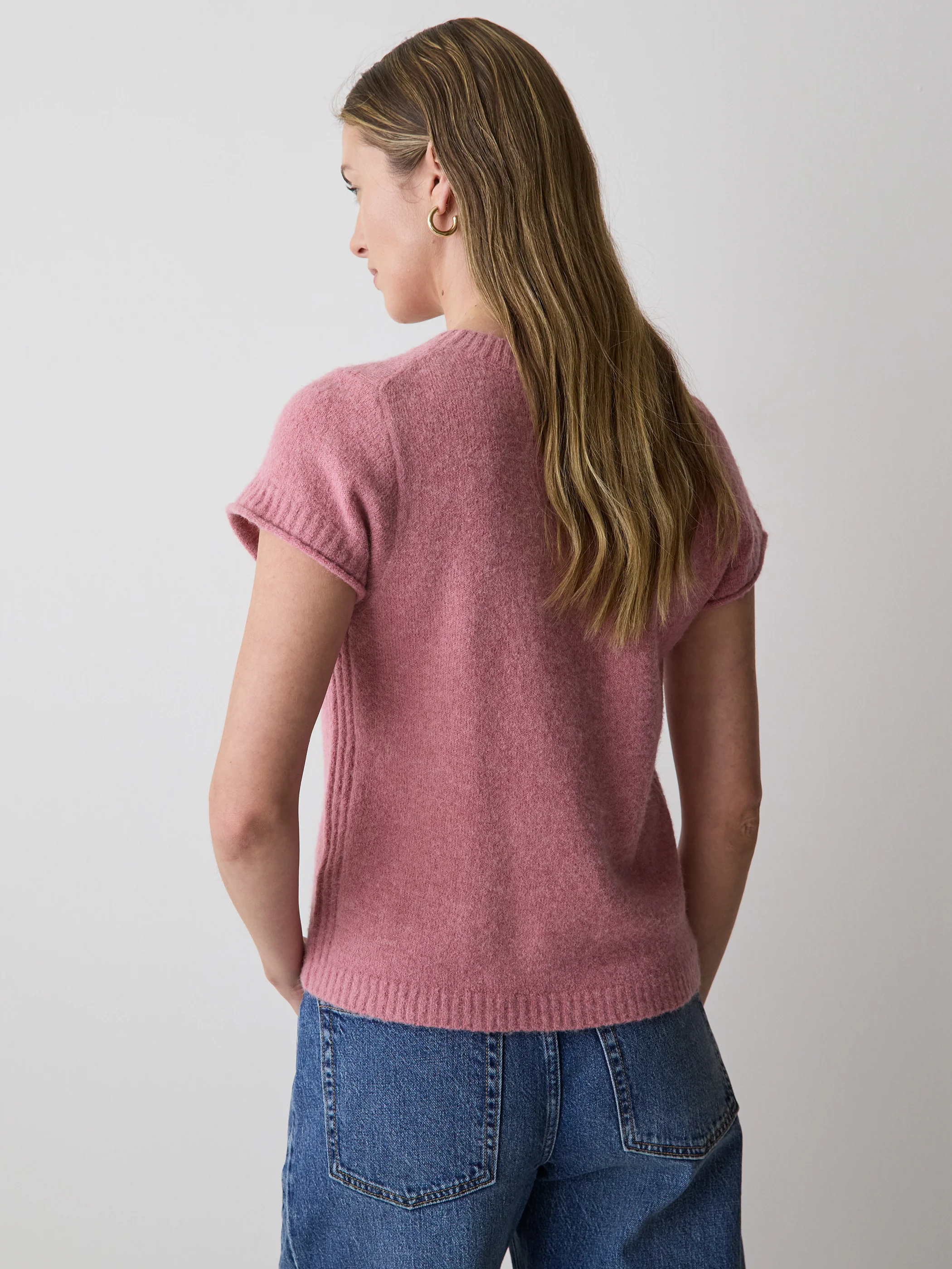 Wool-Blend Cap-Sleeve Crew-Neck Boxy Sweater - Image 14