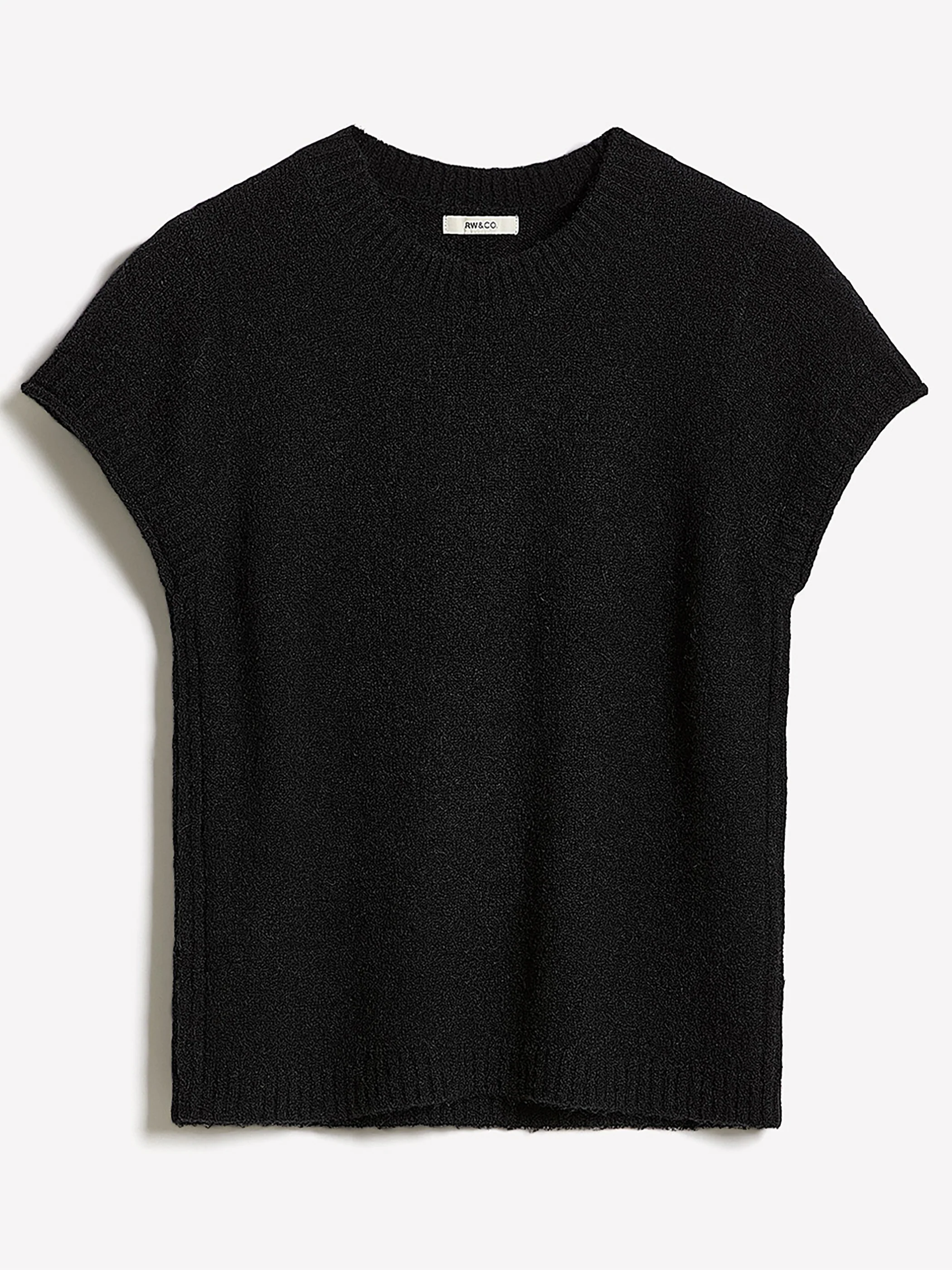 Wool-Blend Cap-Sleeve Crew-Neck Boxy Sweater - Image 4