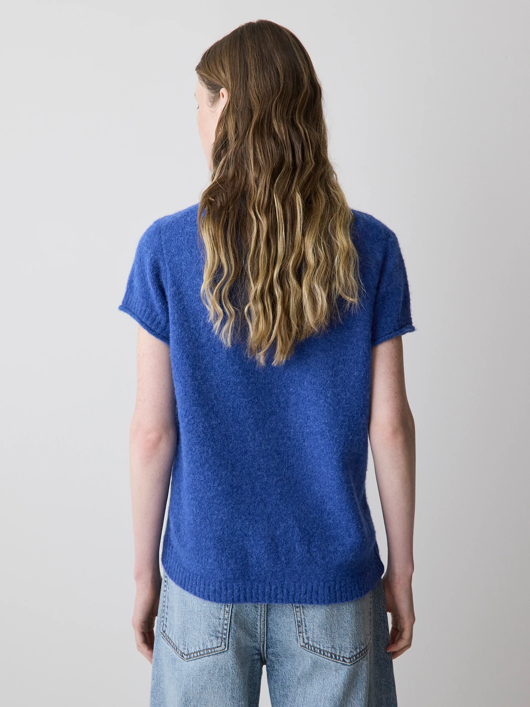 Wool-Blend Cap-Sleeve Crew-Neck Boxy Sweater - Image 8