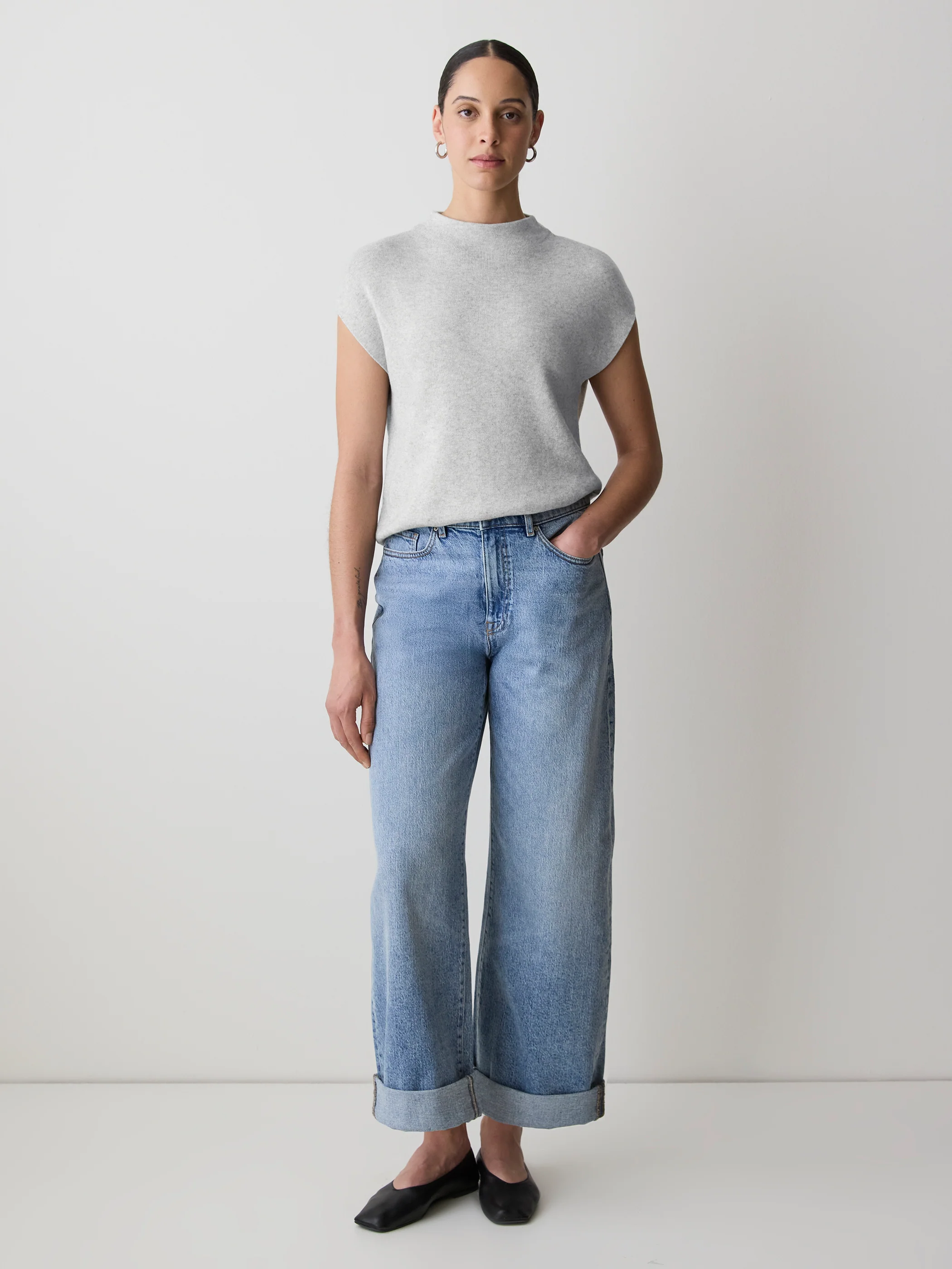 Extended-Sleeve Funnel-Neck Sweater - Image 7