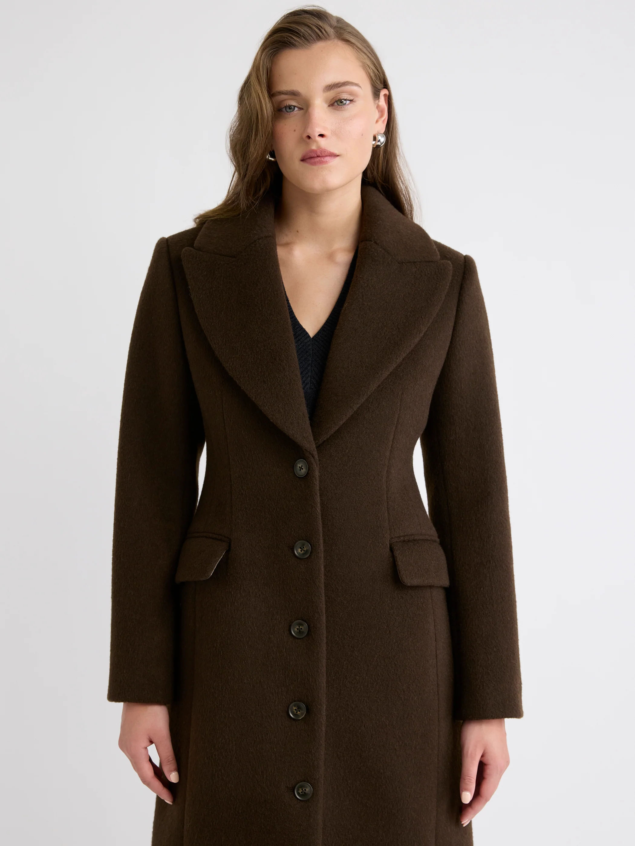 Wool-Cashmere Blend Long Hourglass Coat - Image 2