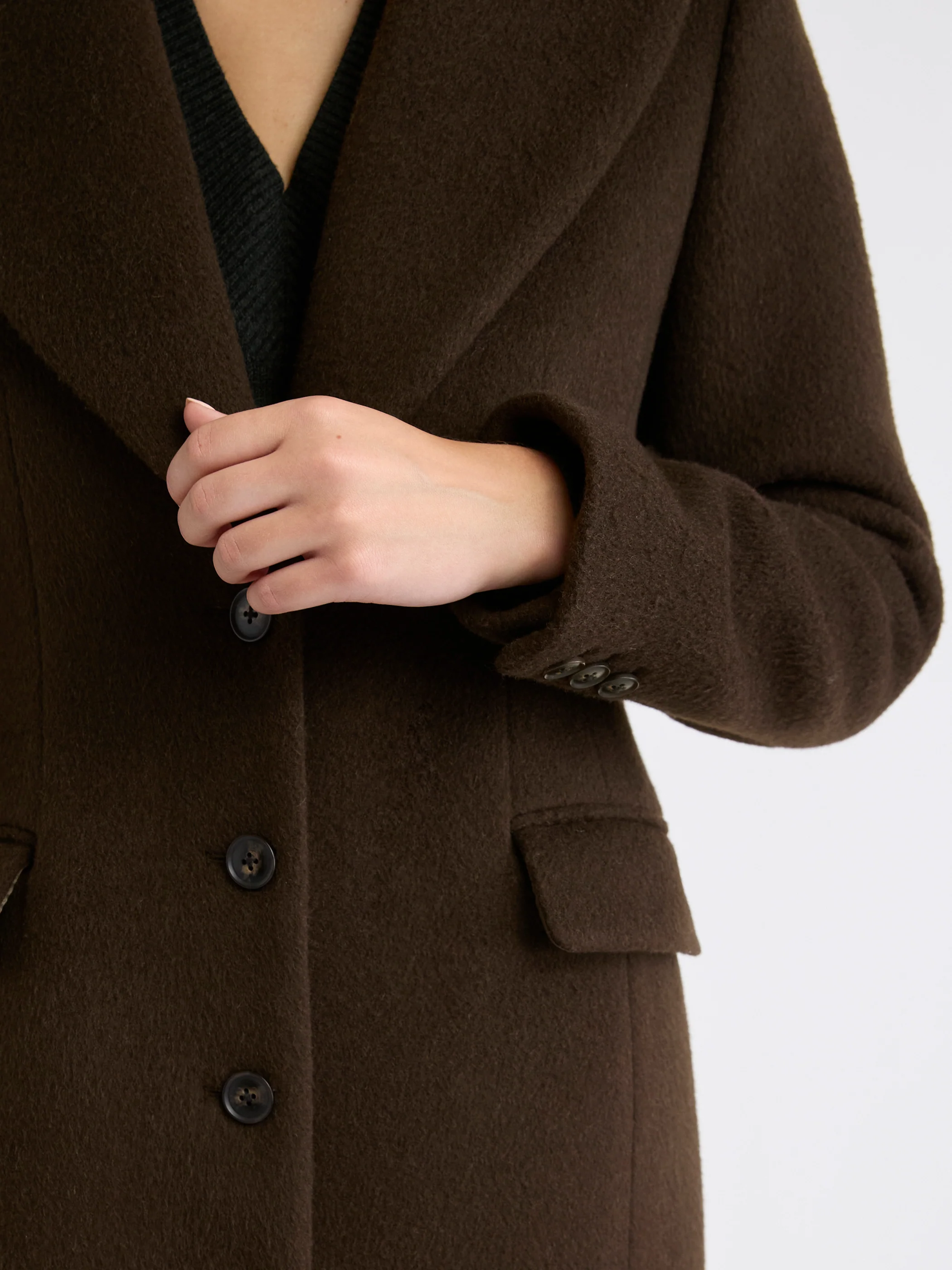 Wool-Cashmere Blend Long Hourglass Coat - Image 6
