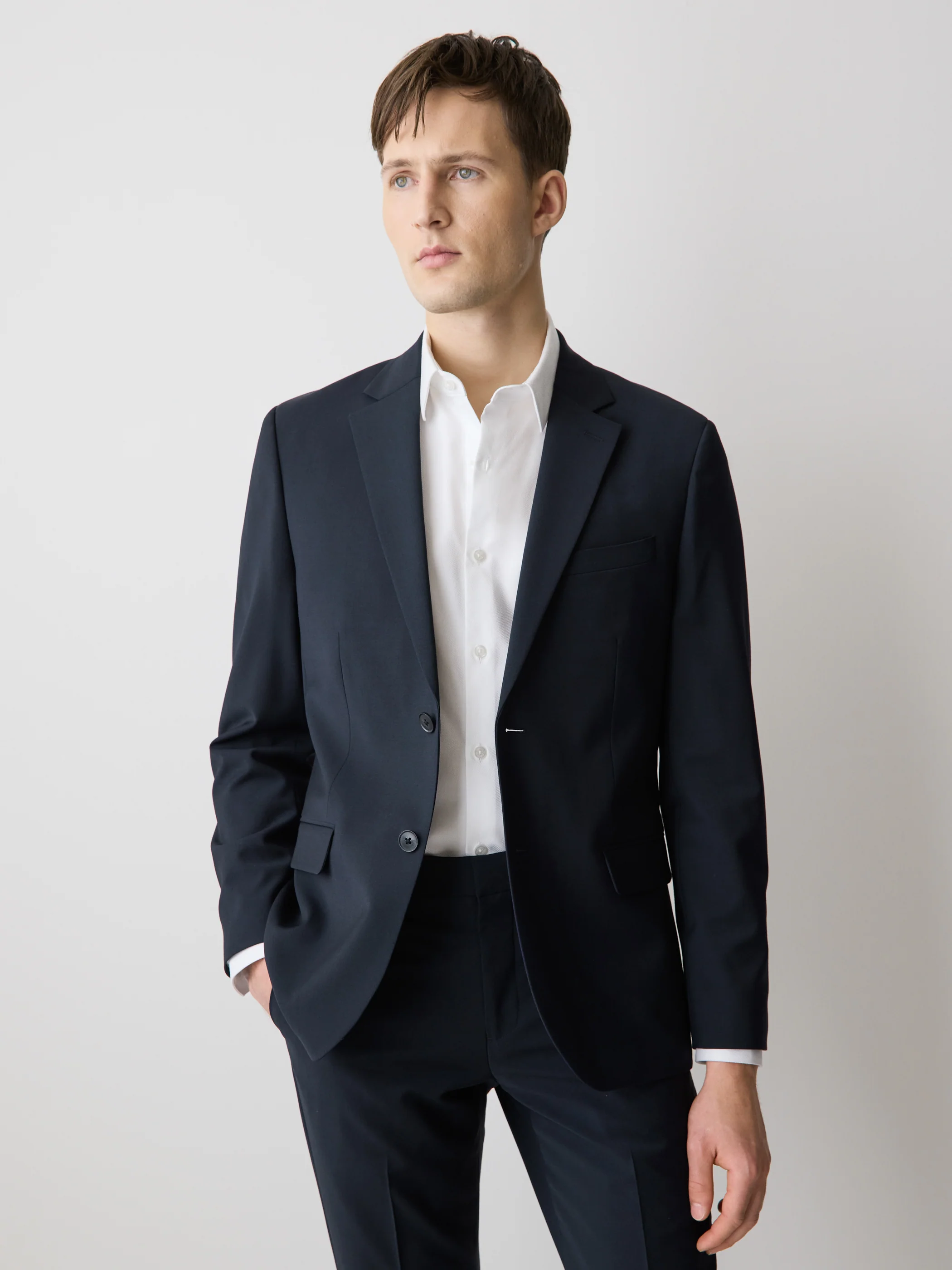 Slim Fit Navy Wool Suit Blazer - Image 3