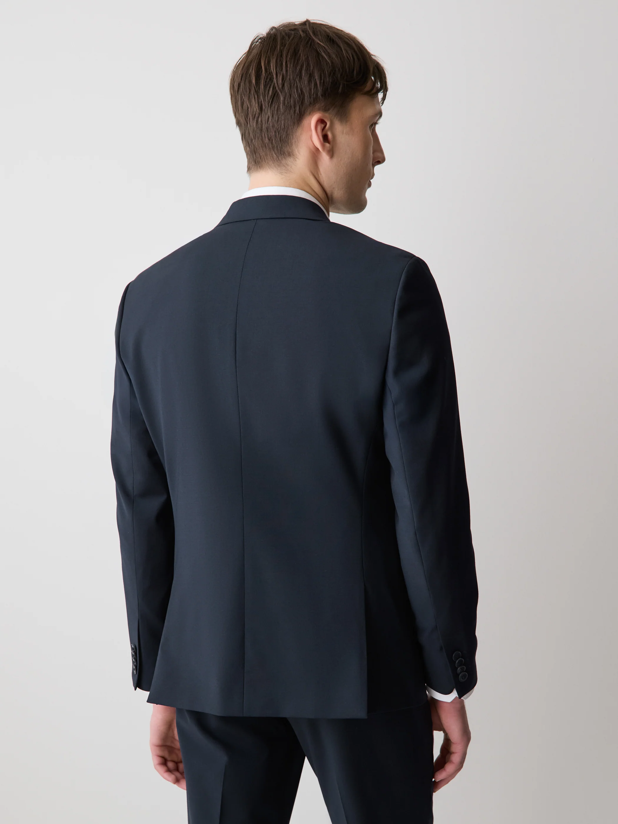 Slim Fit Navy Wool Suit Blazer - Image 4