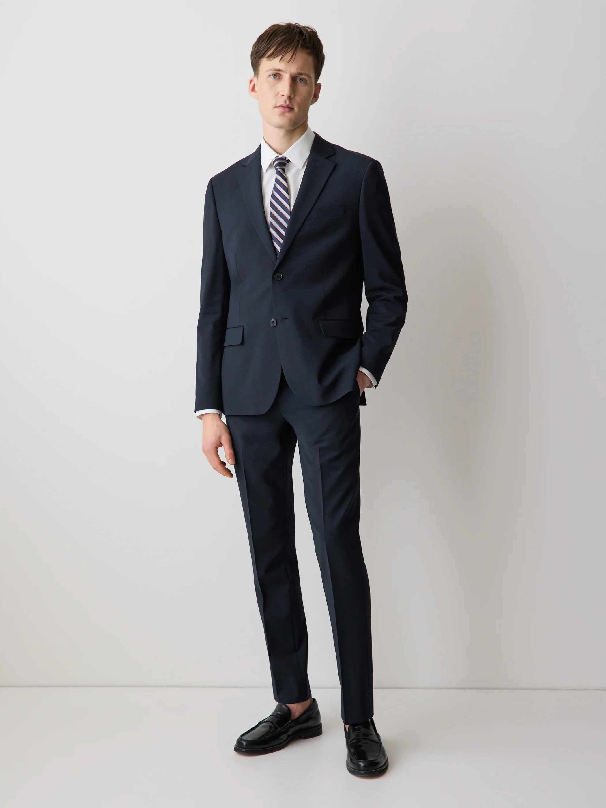 Slim Fit Navy Wool Suit Pant - Image 3