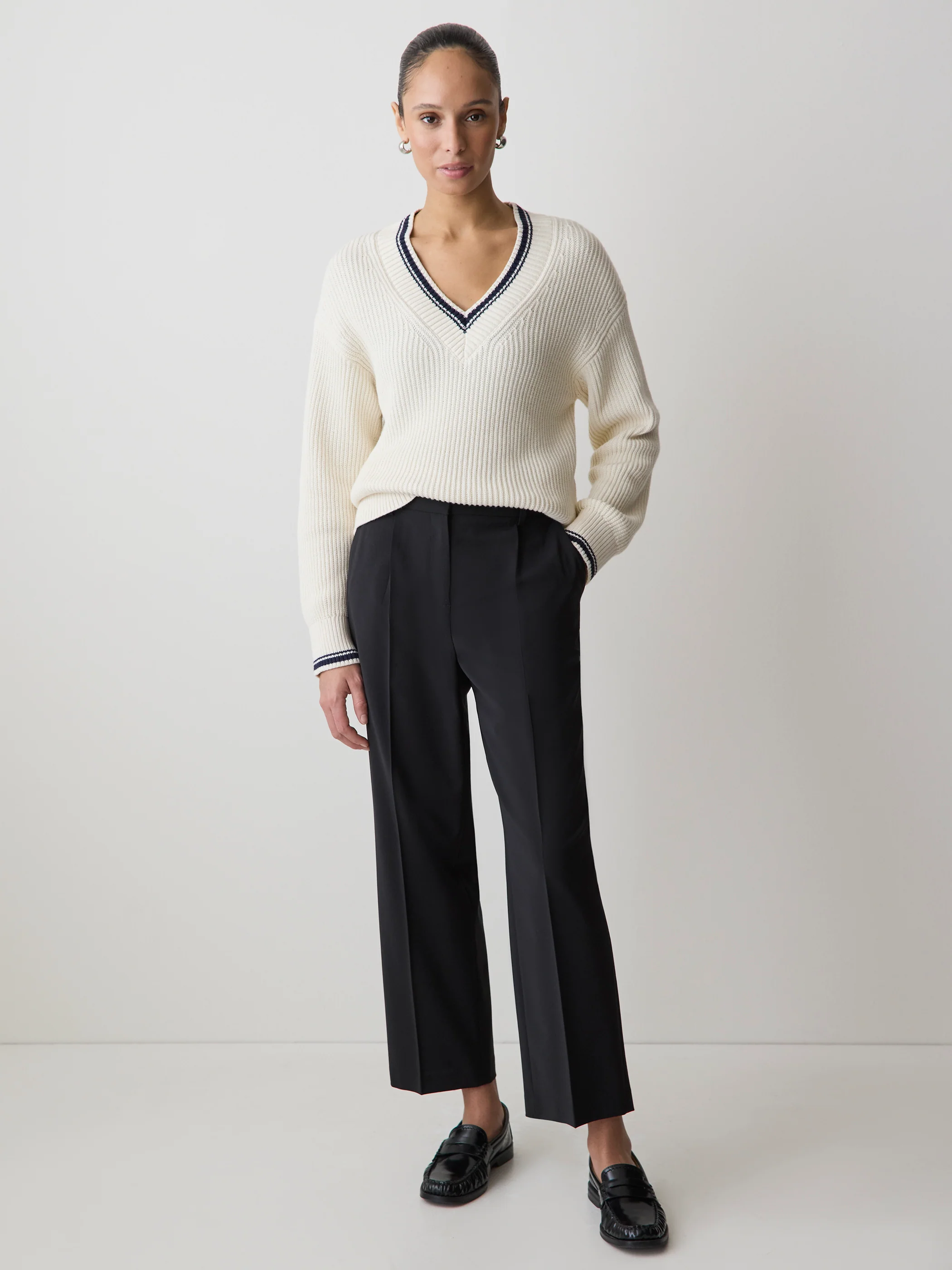 Black High-Rise Tapered-Leg Wool-Blend Pant - Image 2