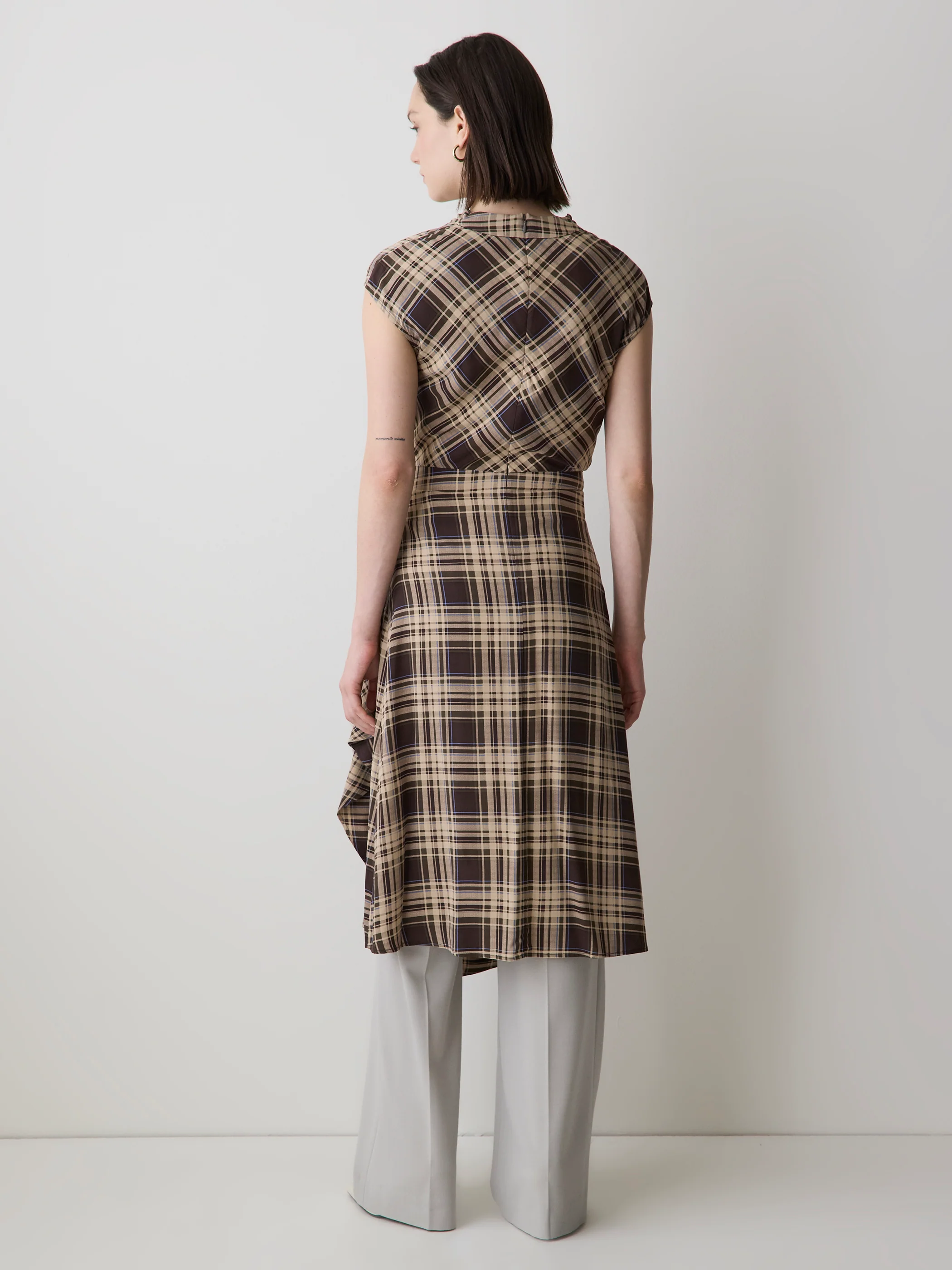 Extended-Sleeve Cowl-Neck Midi Dress with Wrap Detail - Image 3