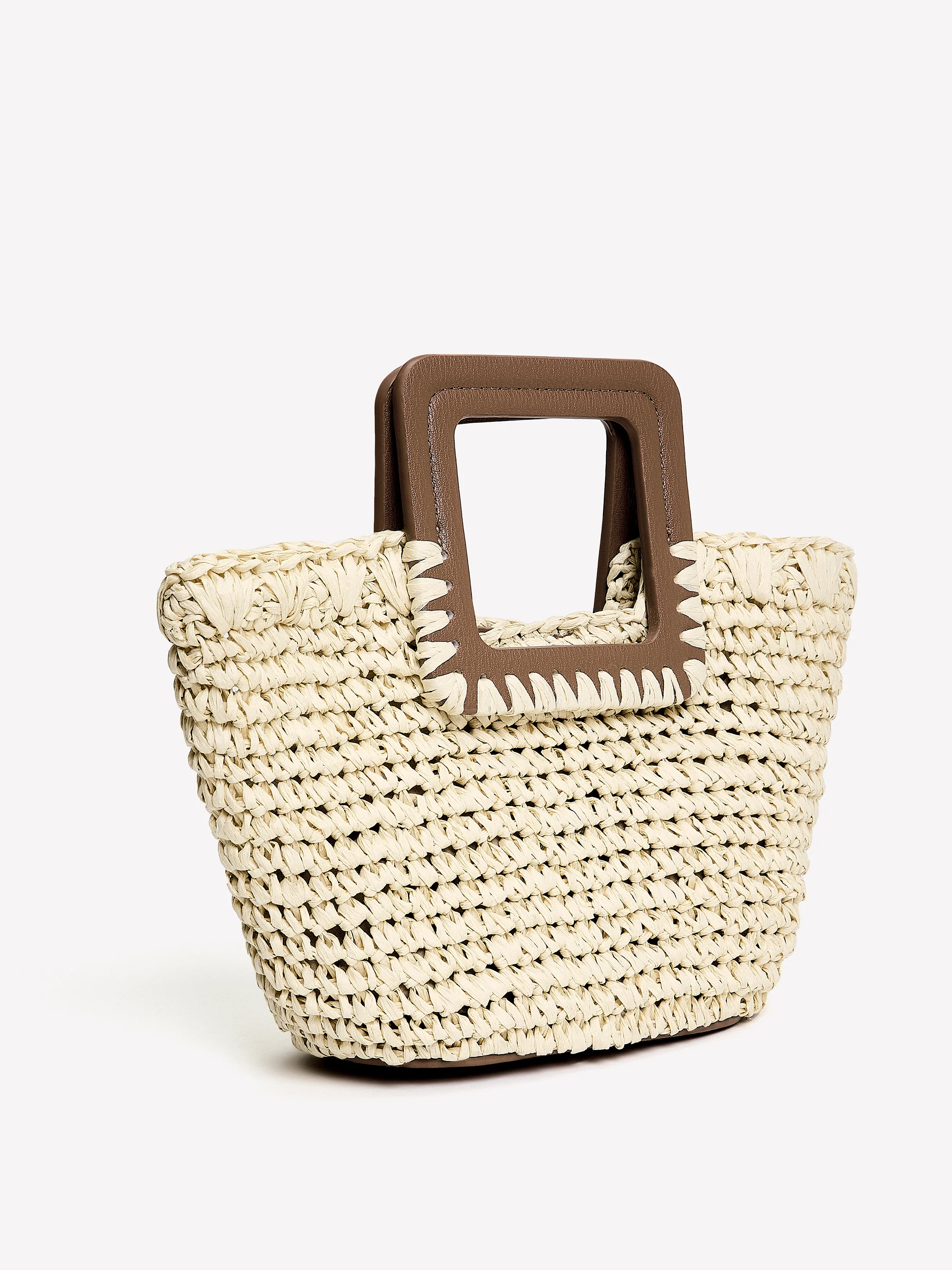 Straw Handbag with Square Handle - Image 6