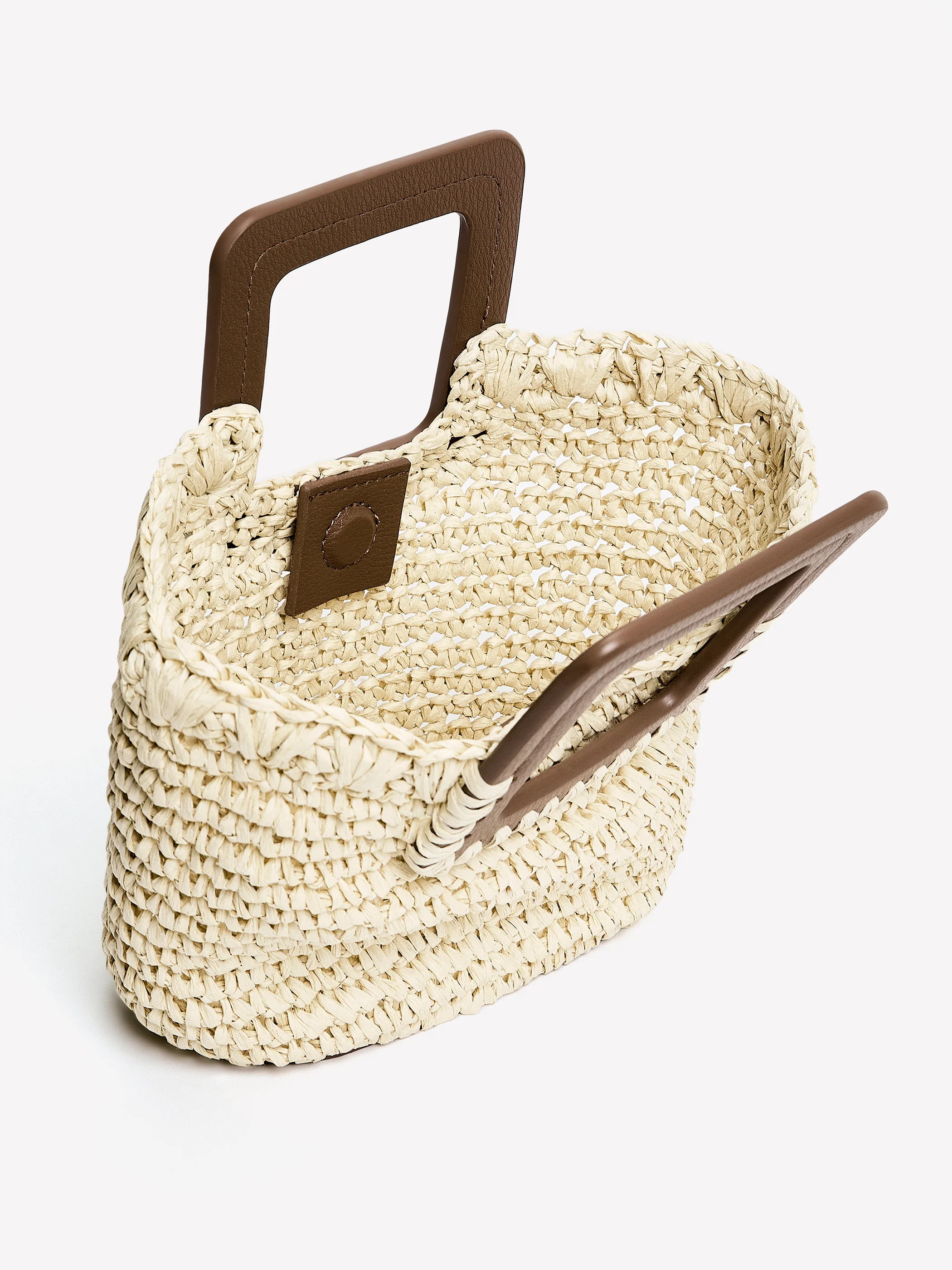 Straw Handbag with Square Handle - Image 8