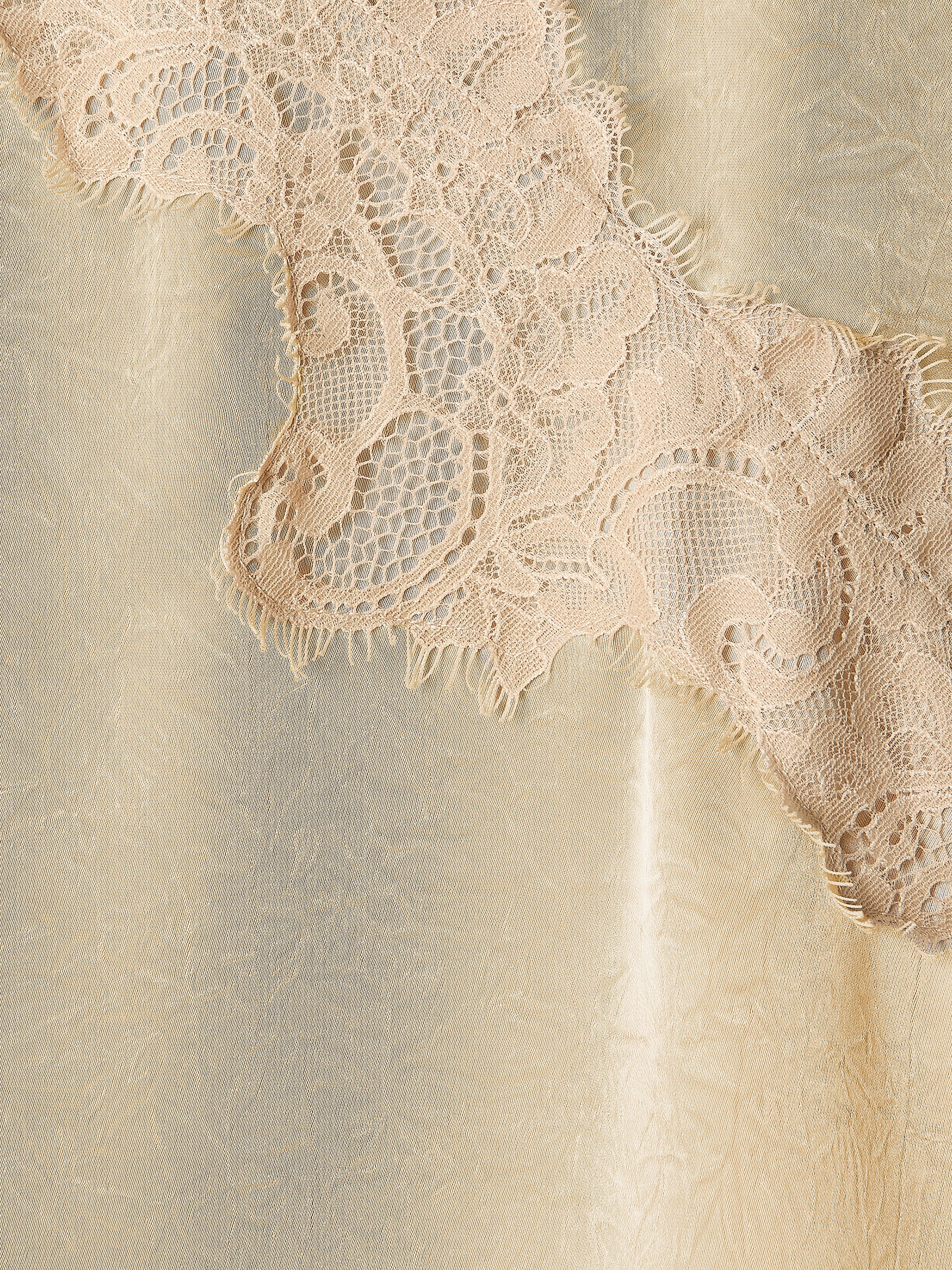 Sleeveless V-Neck Satin Blouse with Lace Trim - Image 11
