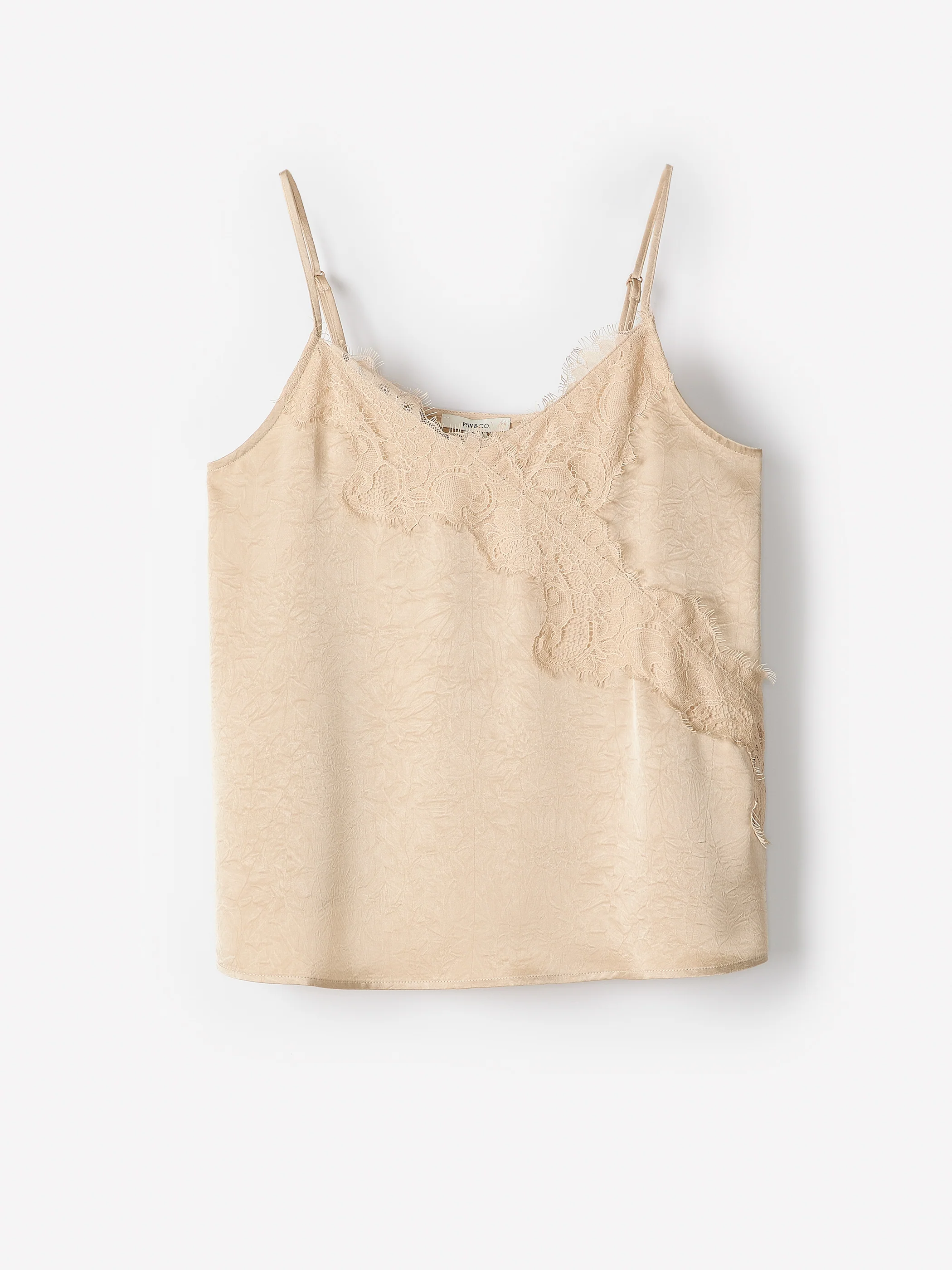 Sleeveless V-Neck Satin Blouse with Lace Trim - Image 12