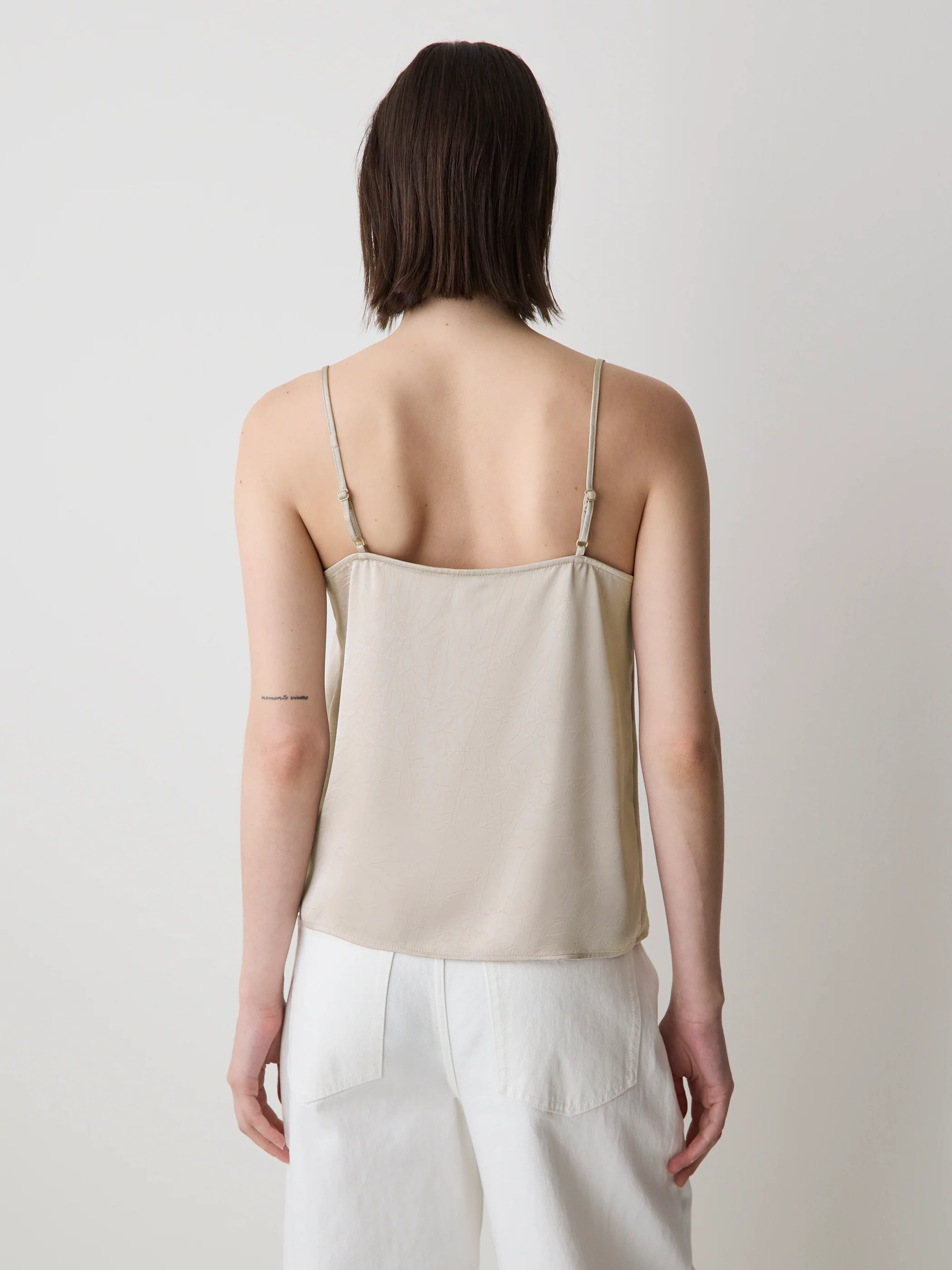 Sleeveless V-Neck Satin Blouse with Lace Trim - Image 15