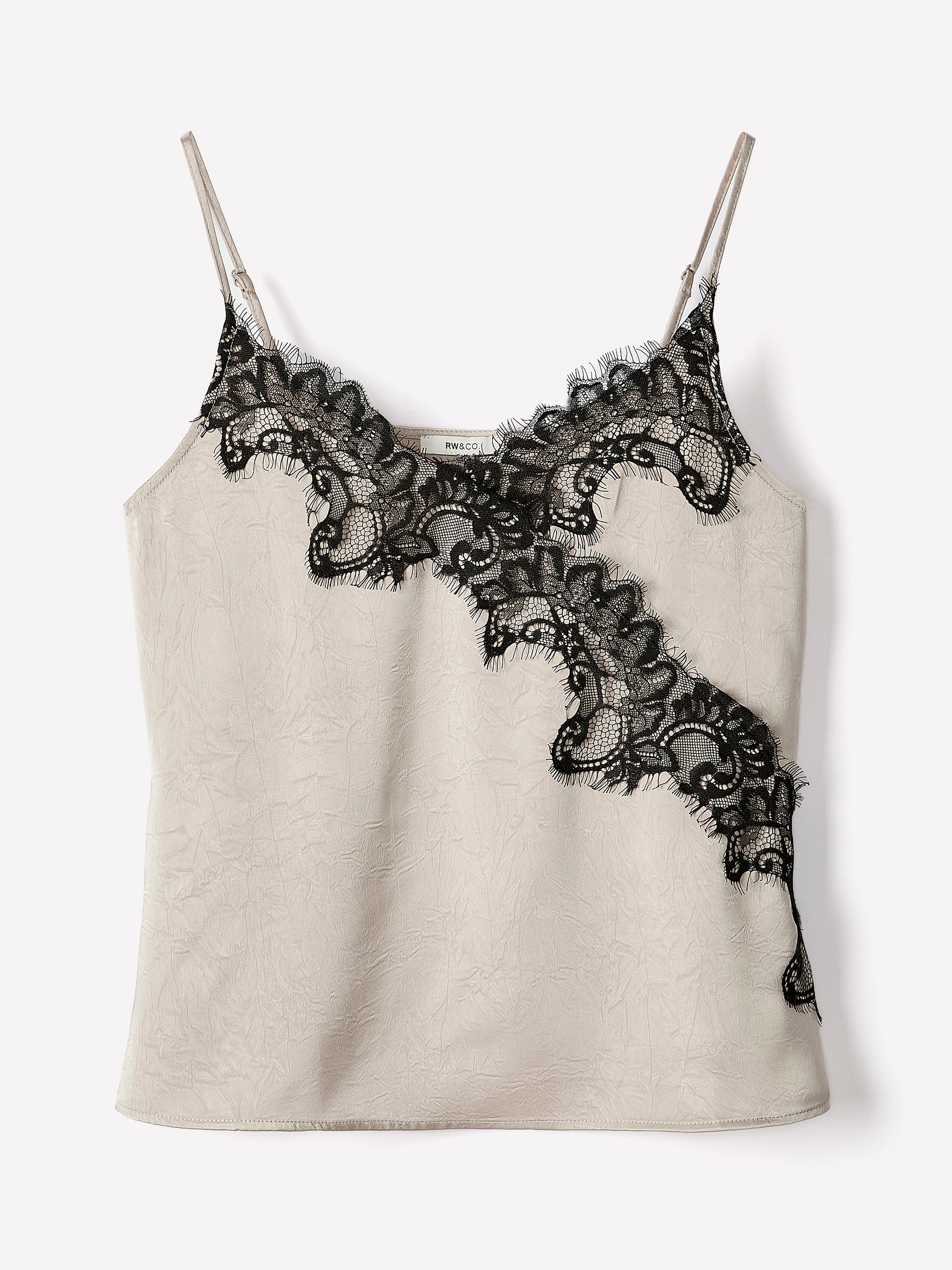Sleeveless V-Neck Satin Blouse with Lace Trim - Image 18