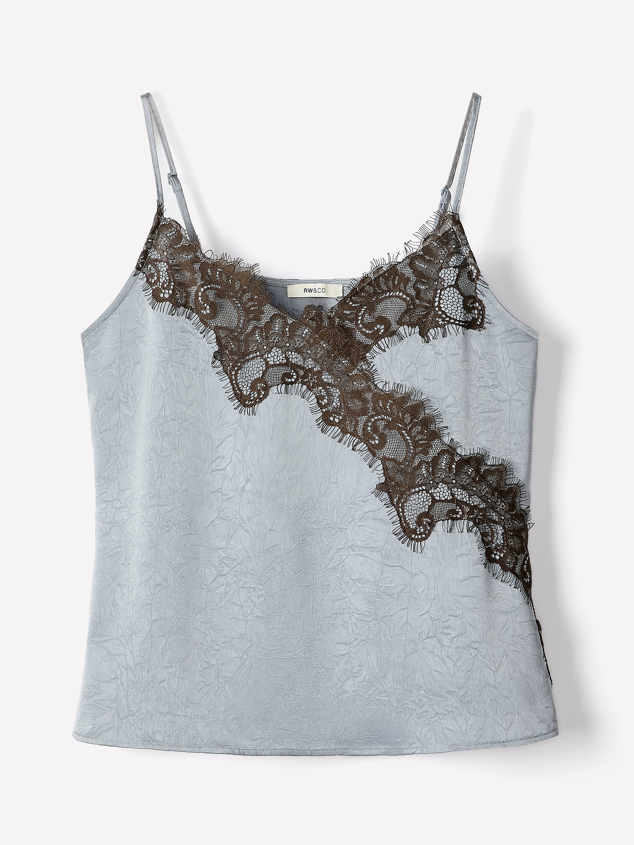 Sleeveless V-Neck Satin Blouse with Lace Trim - Image 24