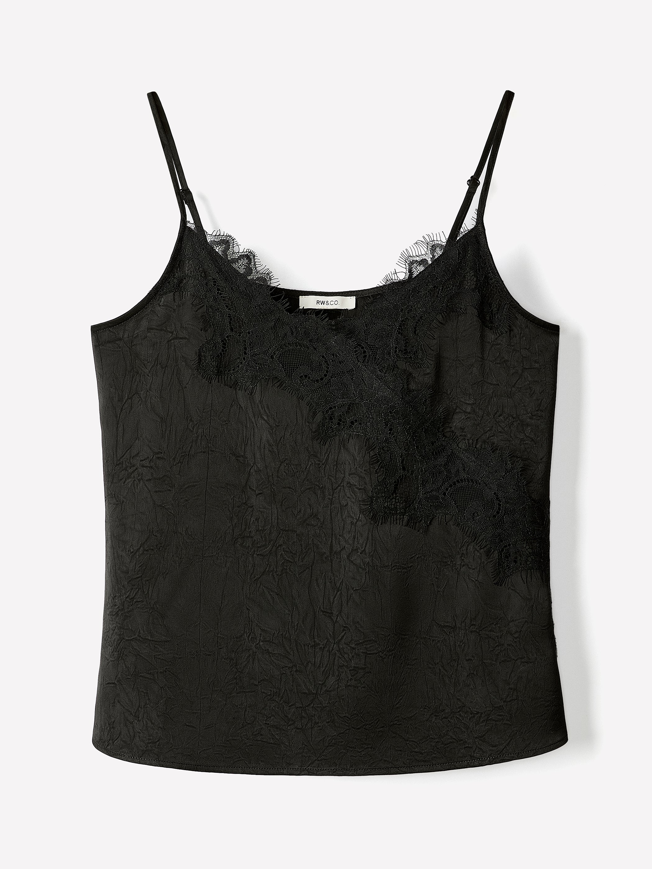 Sleeveless V-Neck Satin Blouse with Lace Trim - Image 6