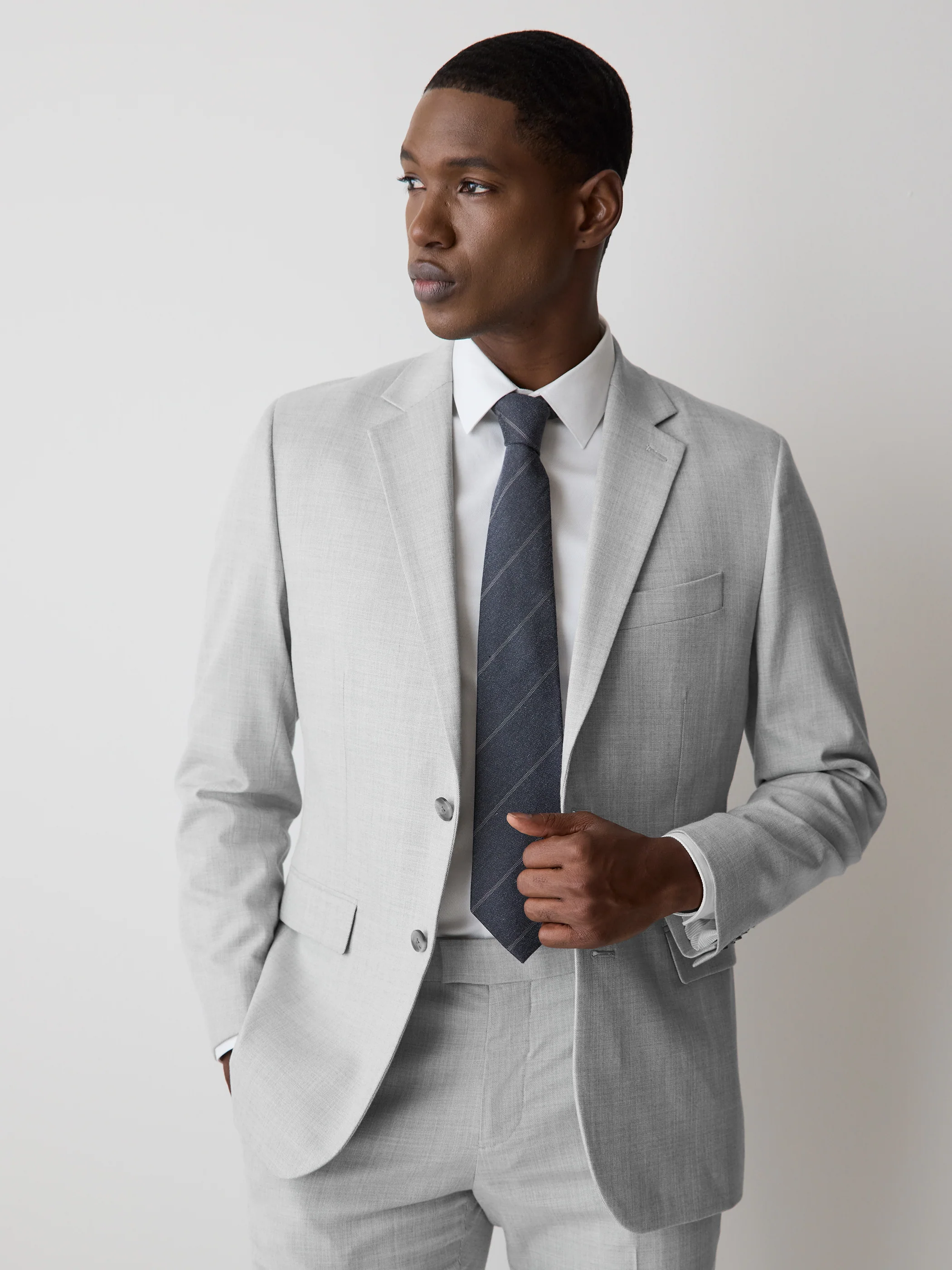 Essential Trailored Fit Light Grey Suit Blazer - Image 2